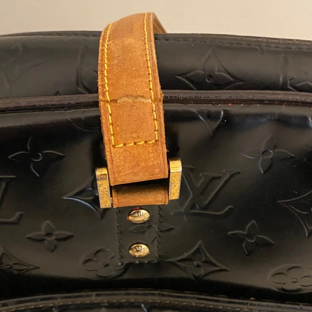 Louis Vuitton Black Monogram Embossed Laptop Bag with Tan Handles - Picture 11 of 12